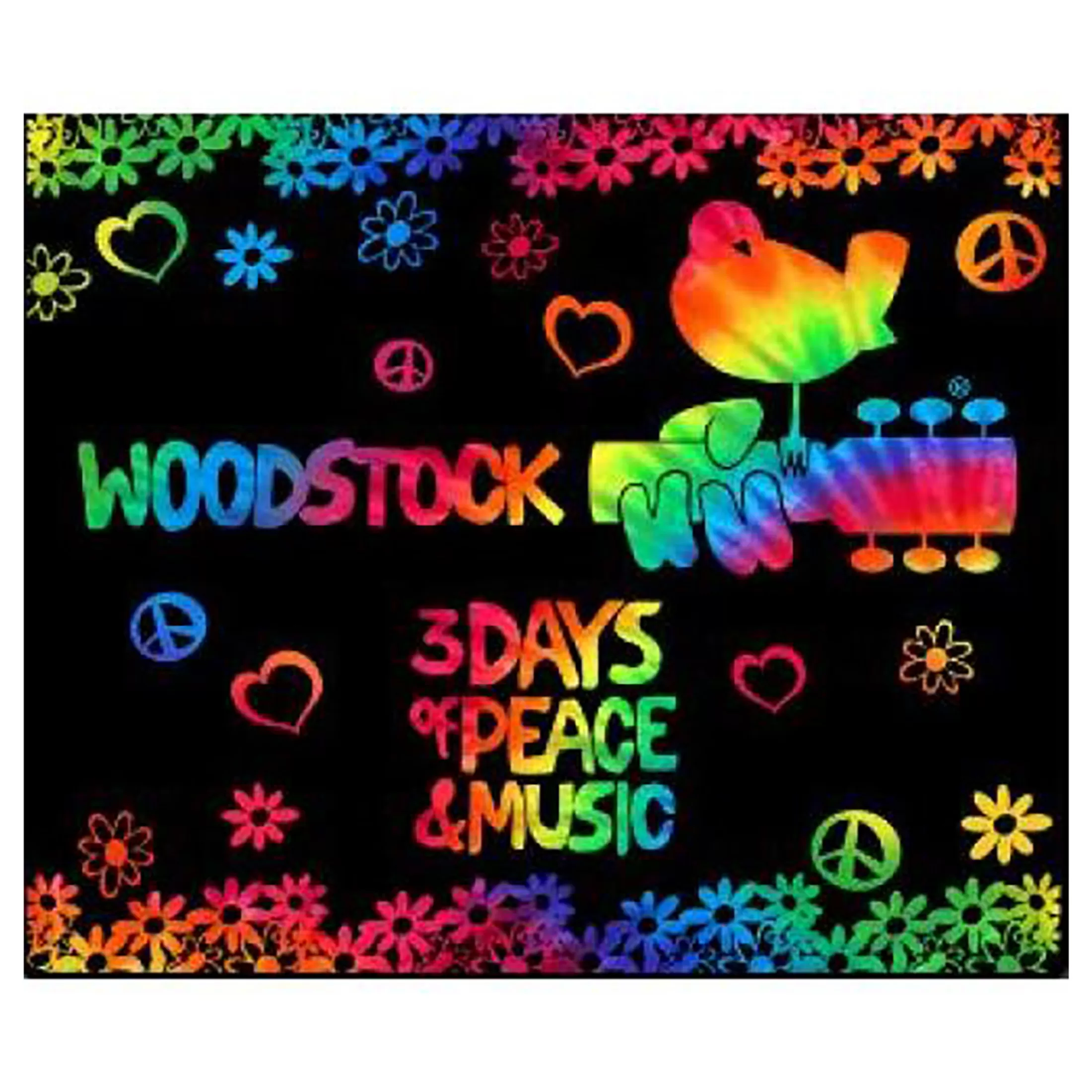 Woodstock<Liquid Blue Woodstock 3 Days Tie-Dye Fleece Blanket