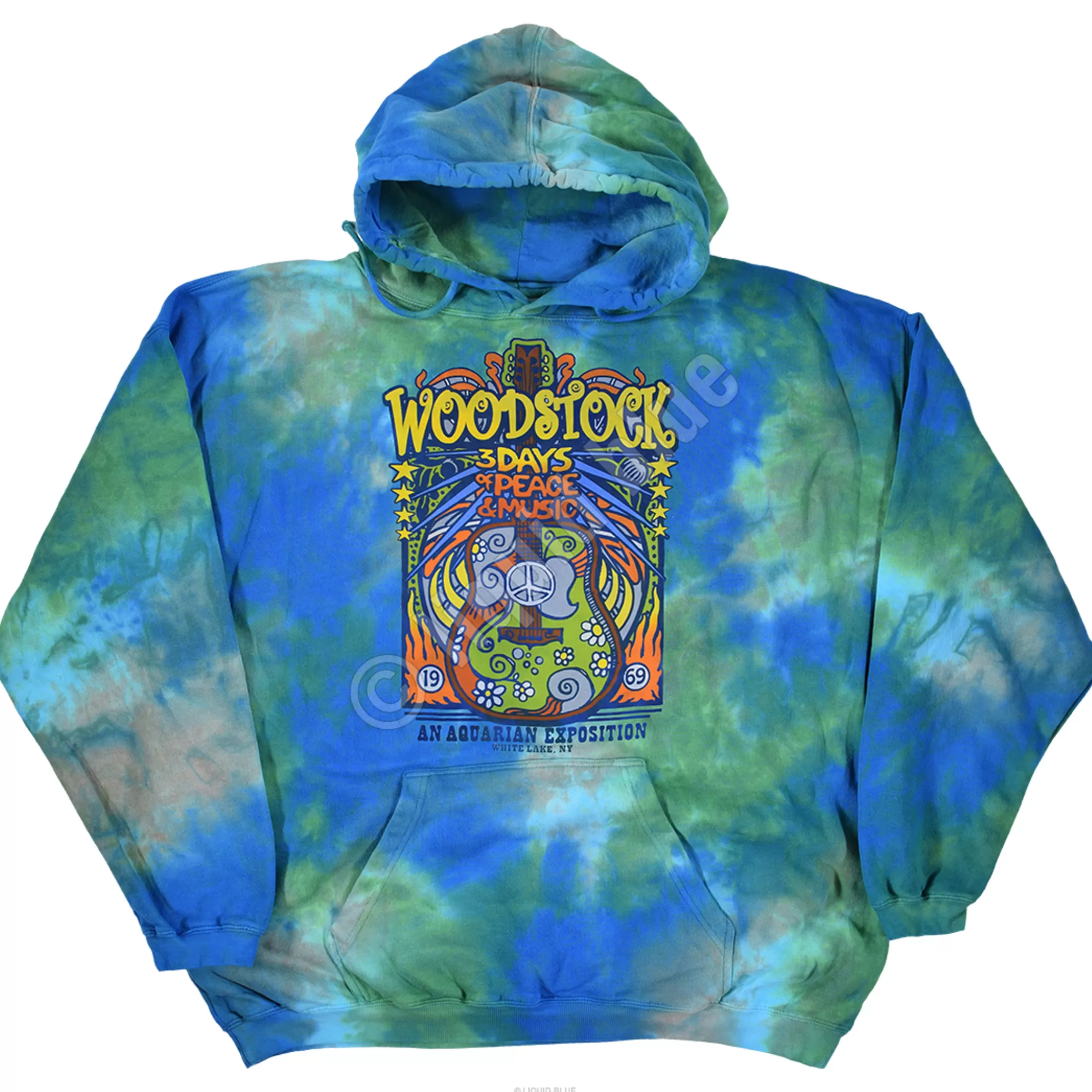 Hoodie | Woodstock<Liquid Blue Woodstock Music Festival Tie-Dye Hoodie