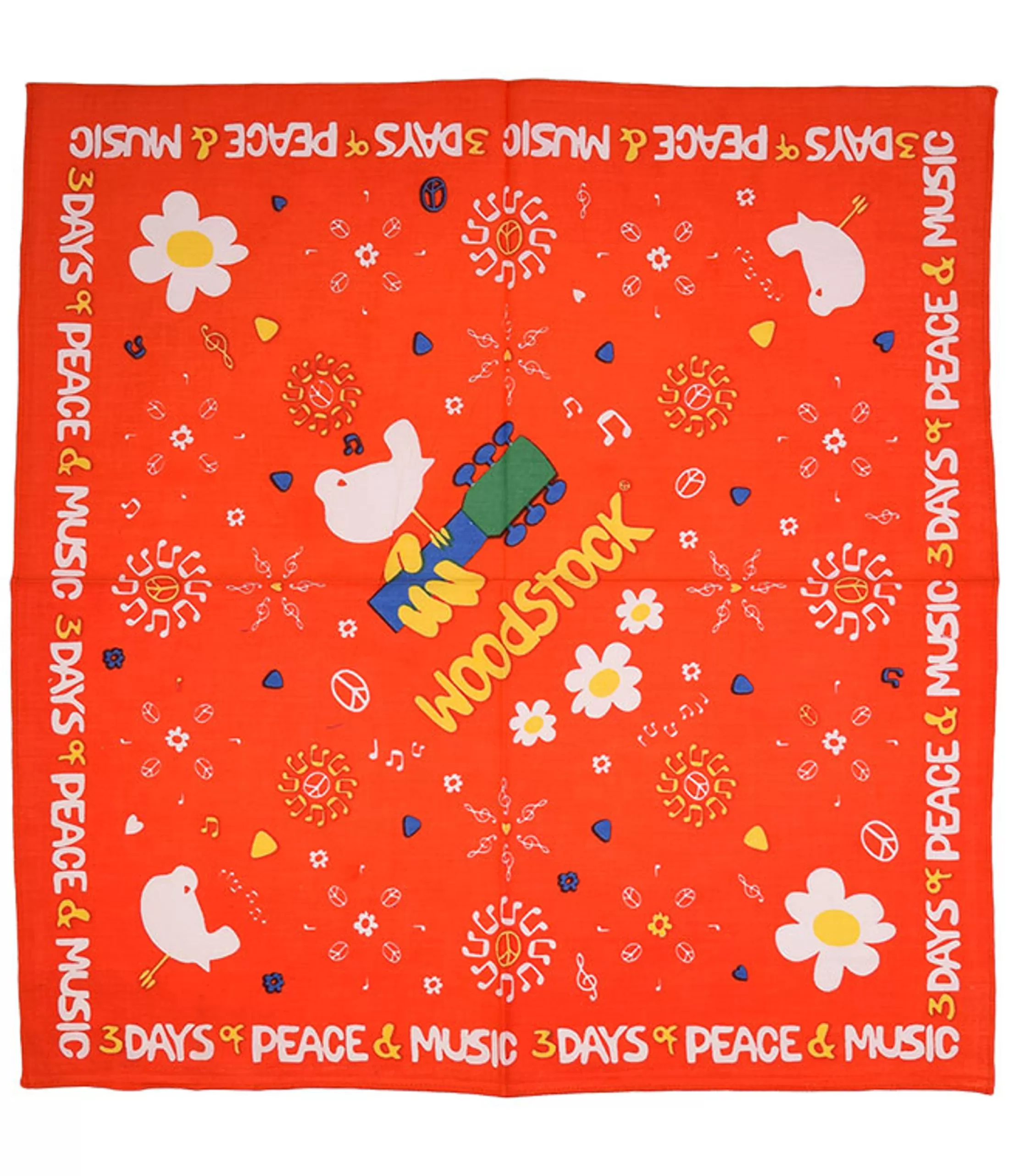 Bandanas | Woodstock<Liquid Blue Woodstock Peace Flower Red Bandana