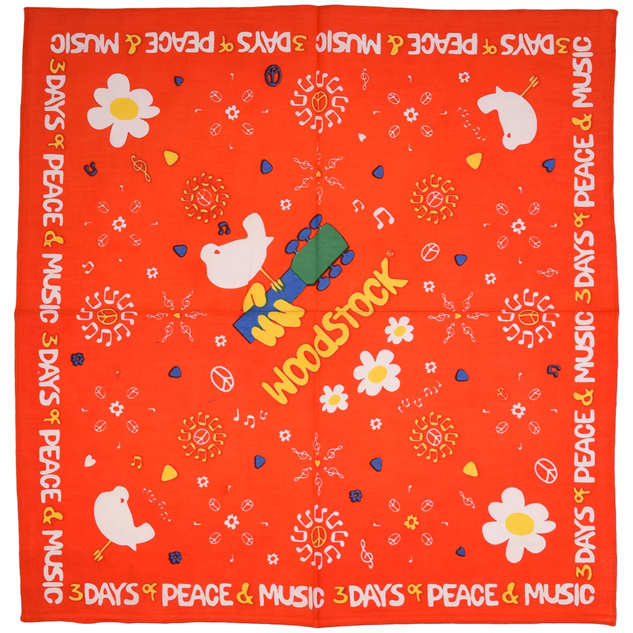 Bandanas | Woodstock<Liquid Blue Woodstock Peace Flower Red Bandana