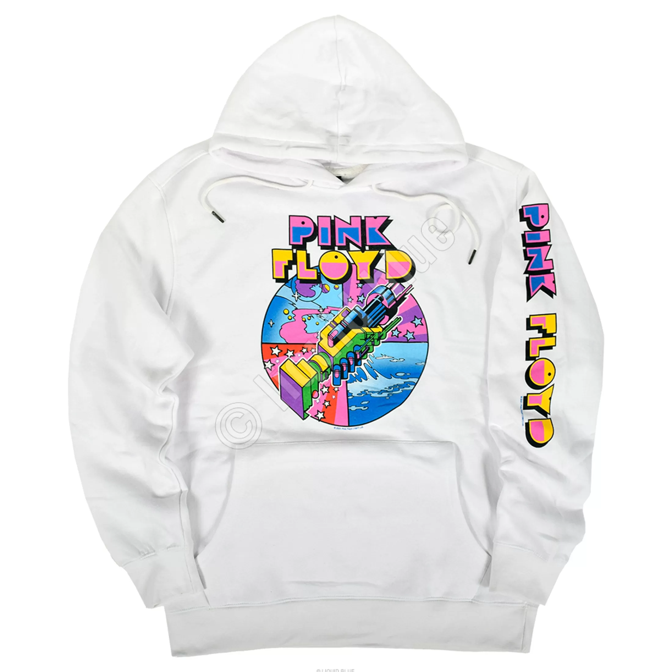 Hoodie | Pink Floyd<Liquid Blue WYWH Mod White Sleeve Printed Hoodie