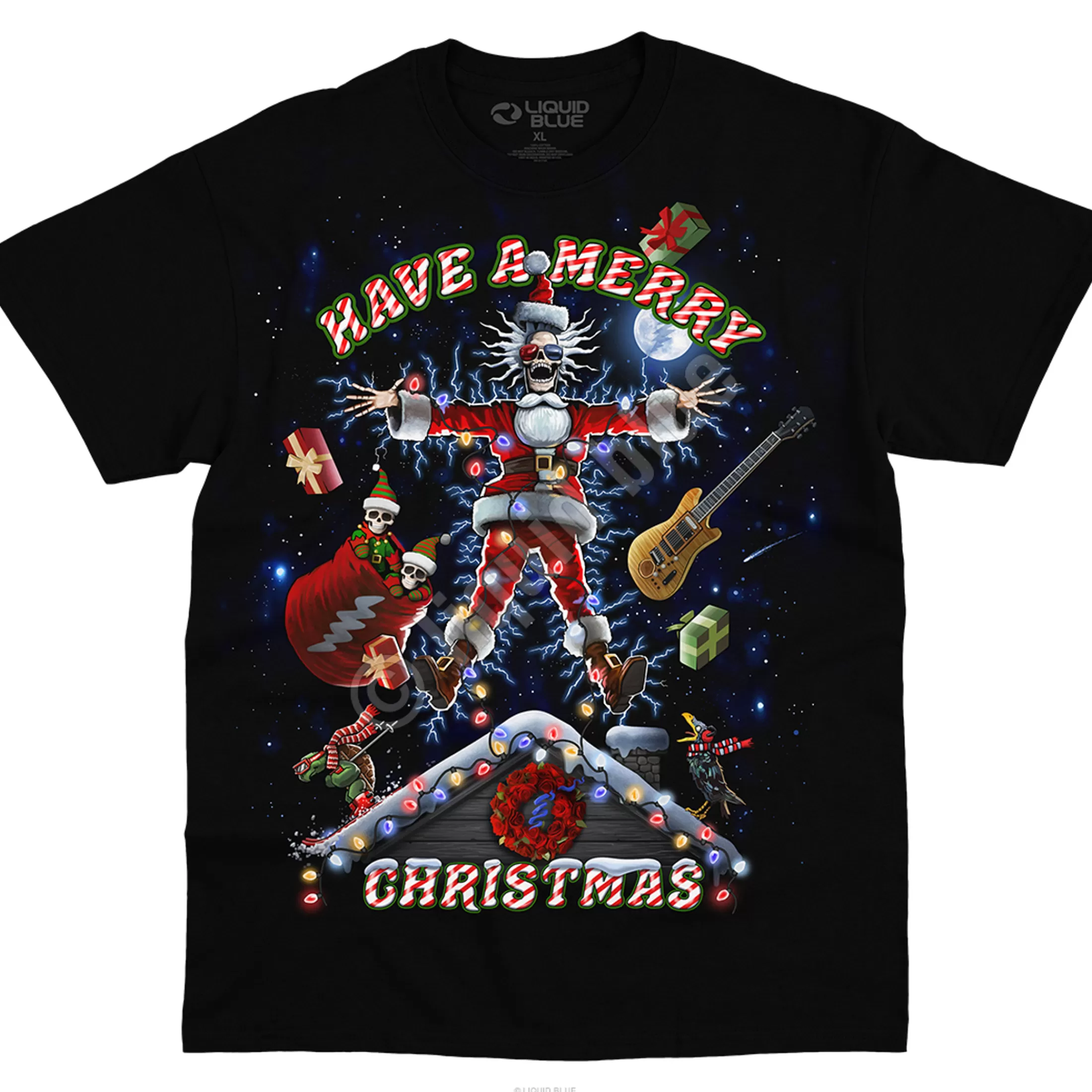 T-Shirt | Classic<Liquid Blue Xmas Shocker Black T-Shirt