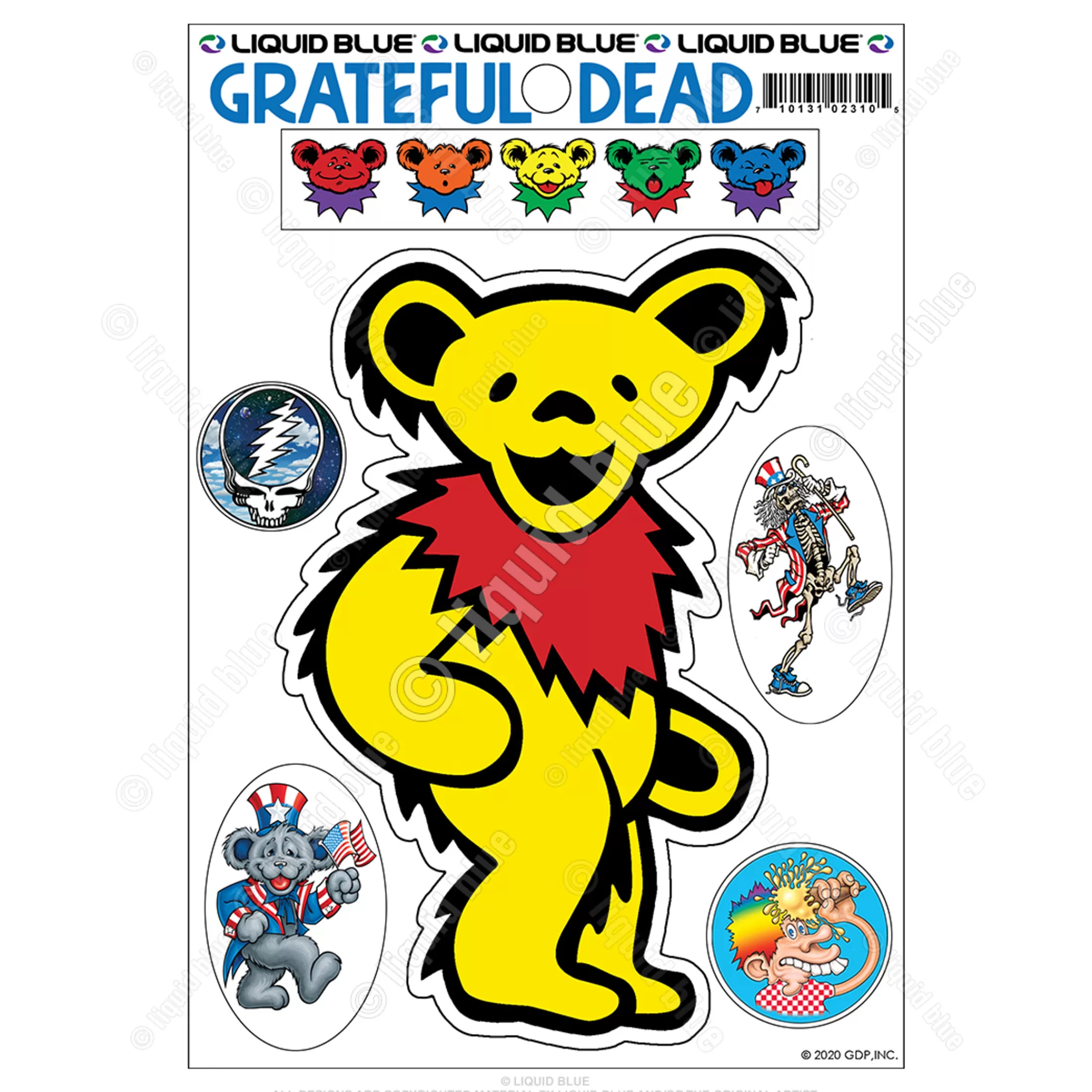 Grateful Dead<Liquid Blue Yellow Bear Diecut Sticker