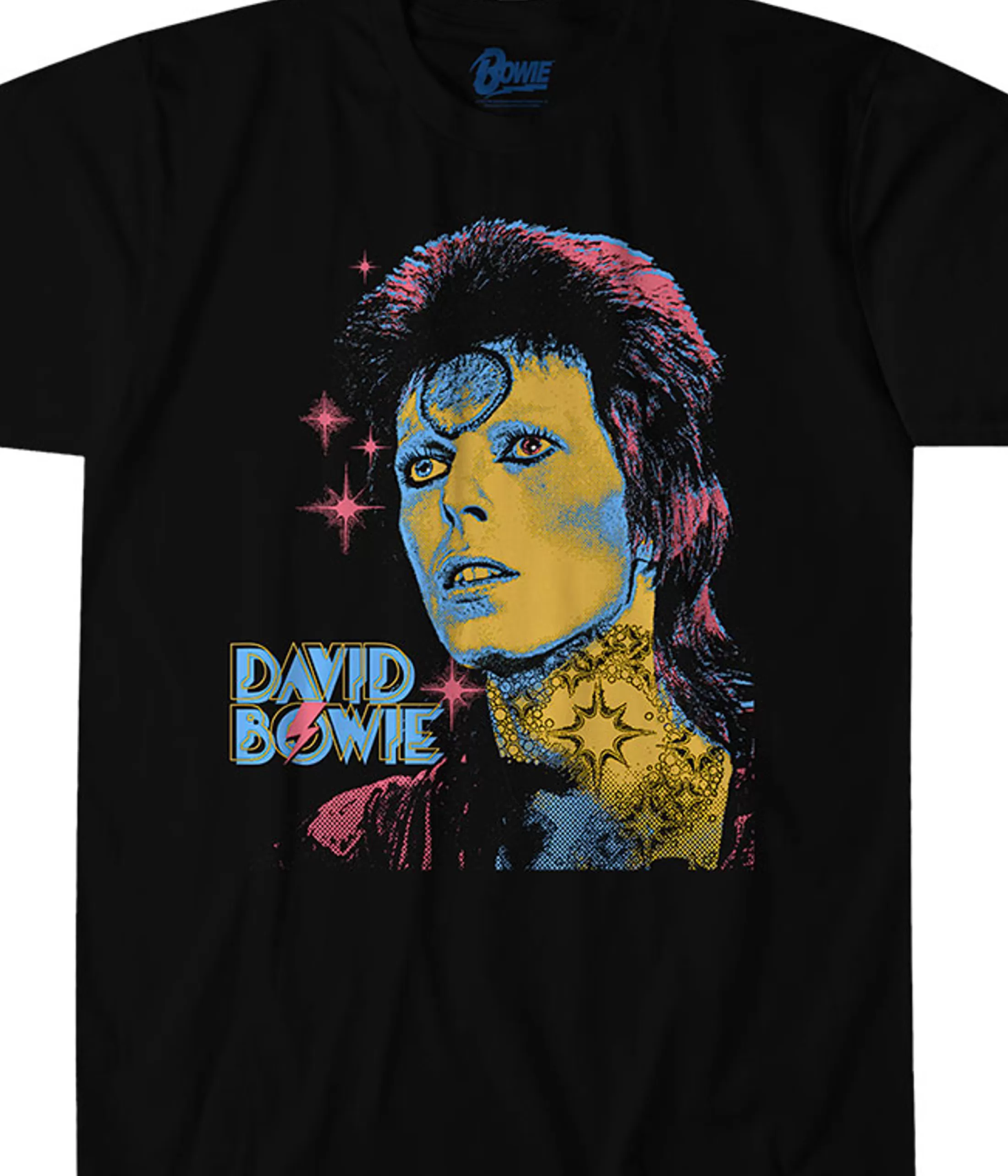 T-Shirt | David Bowie<Liquid Blue Ziggy Black T-Shirt