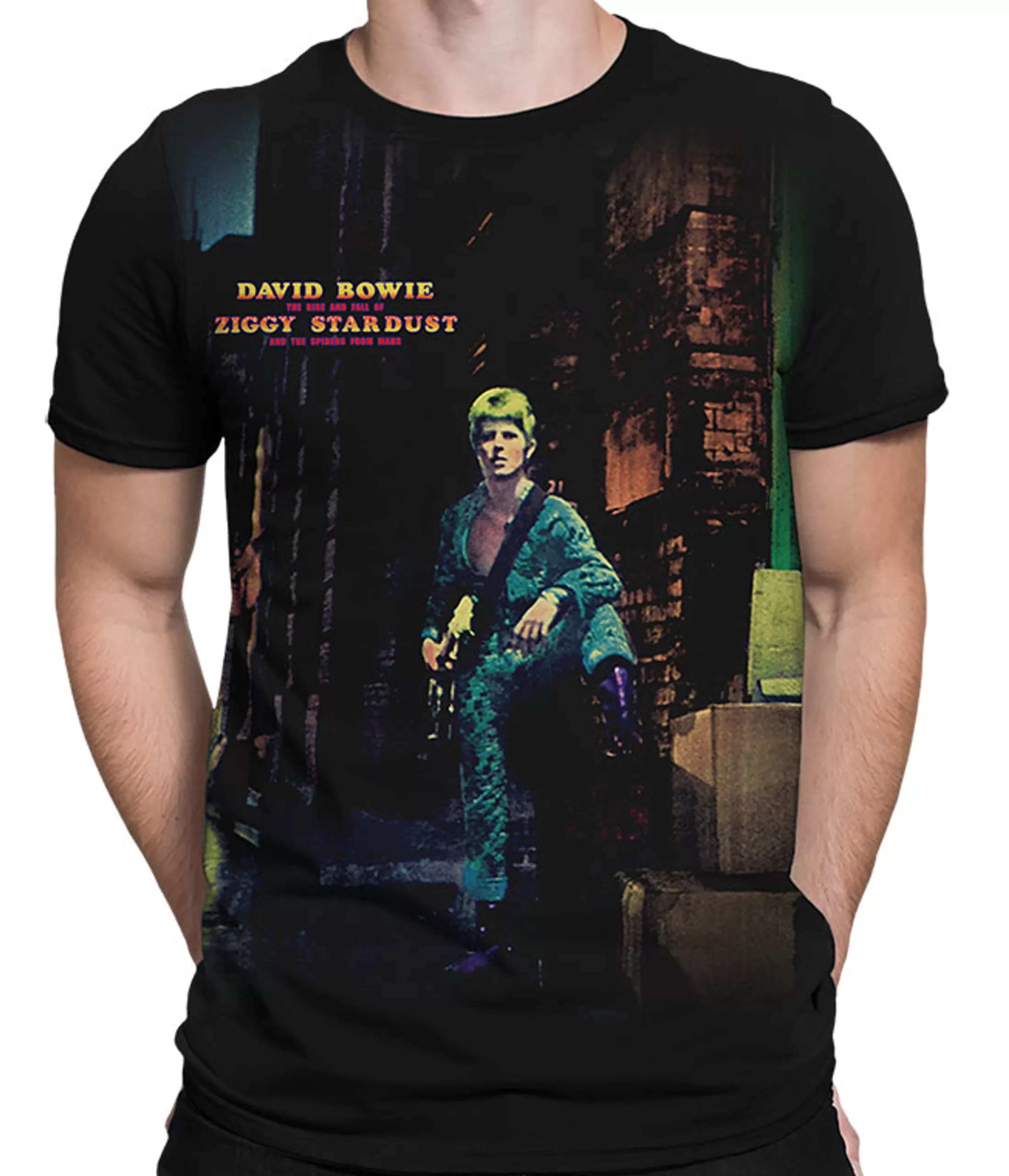 Athletic T-Shirt | David Bowie<Liquid Blue Ziggy Stardust Black Athletic T-Shirt